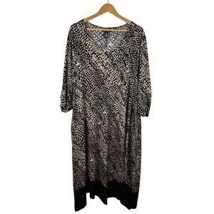 Any Wear by Catherines Animal Print Midi Dress Sz 1X Career Stretch Modest Flowy